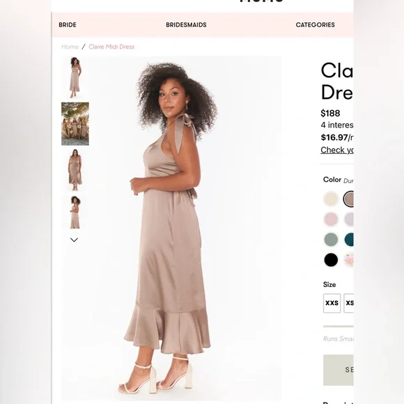 NWT Show Me Your Mumu Wedding/Party Claire Midi Dress Dune Luxe Satin Size Large - Picture 2 of 9